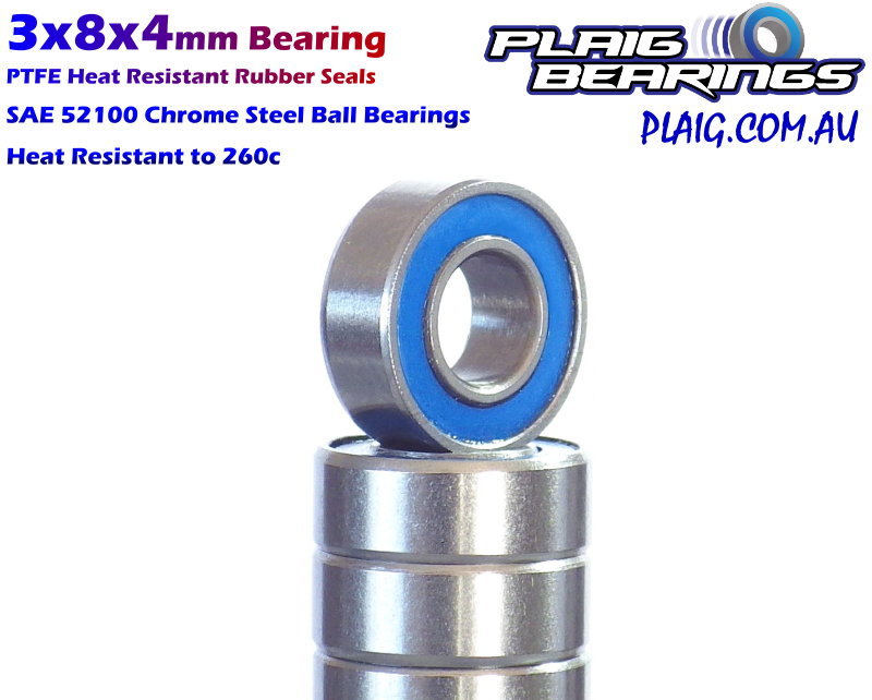 PTFE Rubber Seals 91002 TTRPD100003 MR693-2RS 10 Details about   3x8x4mm RC Bearings 