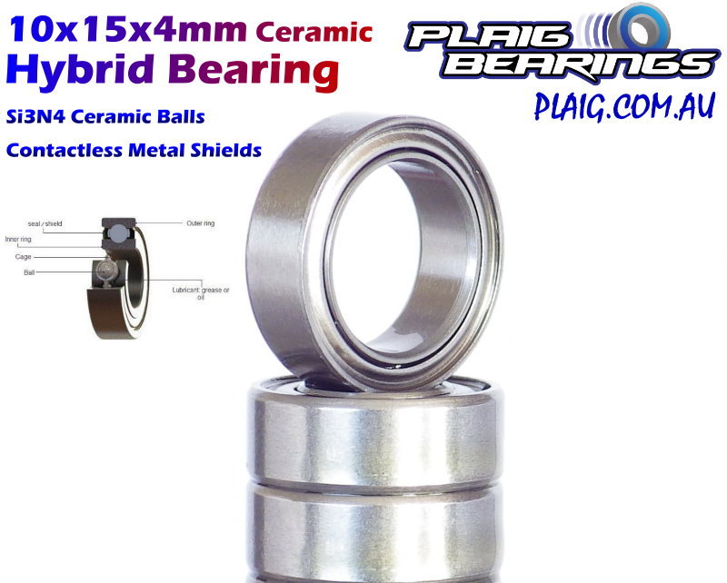 10x15x4mm Ceramic Bearing – Metal Shields – 6700zzC - Plaig Bearings