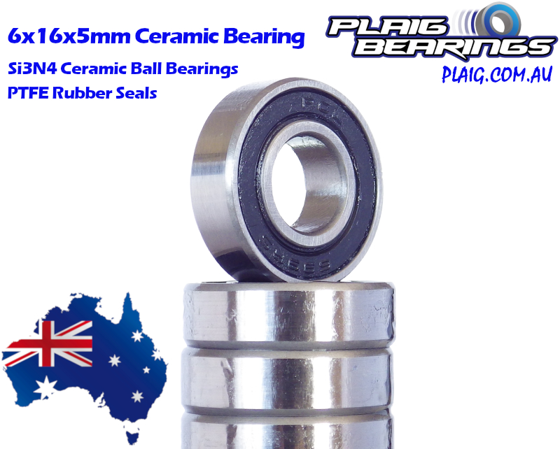 6x16x5mm Ceramic Bearing – Rubber Seals – MR696A-2RSC